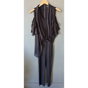 Kobi Womens Black Sleeveless Romper Flowy Sheer Size XS